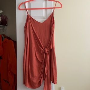 Orange Wrap Tie Dress